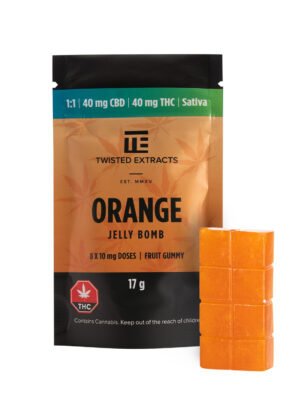 1-1-Orange-sativa-jelly-twisted.jpg 1:1 Orange Jelly Bomb | Sativa | 1:1 40MG | Twisted Extracts
