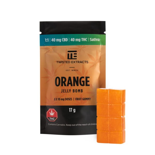 1-1-Orange-sativa-jelly-twisted.jpg 1:1 Orange Jelly Bomb | Sativa | 1:1 40MG | Twisted Extracts