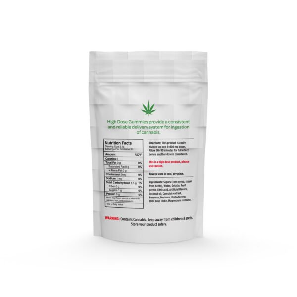 HighDoseMaster800CIndicaBackside.jpg Sour Raspberry Fruit Gummies | Indica | 200mg THC | High Dose