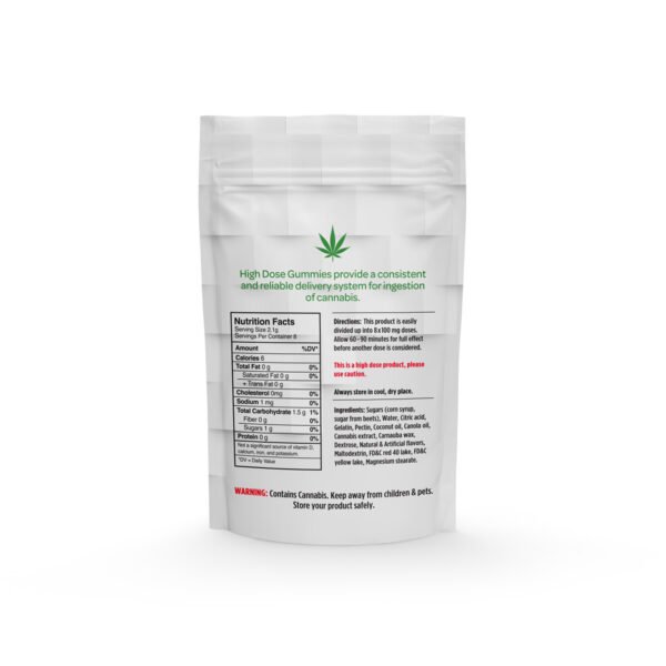 HighDoseMaster800SativaBackside.jpg Cherry Fruit Gummies | Super Strength | Sativa | 800mg THC | High Dose