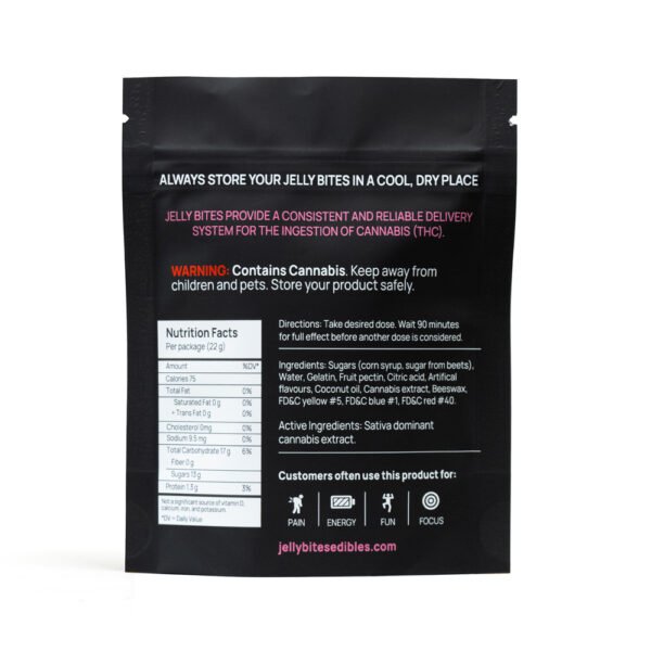JellyBite_100mg_SativaBack.jpeg Sativa Jelly Bites | Fruit Punch Mix | 100mg THC | Twisted Extracts