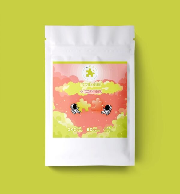 Keo-kiwifruit-lychees-edibles-scaled-1.jpg Lychee & Kiwi Puzzle CBD Gummies | 240mg | Keo Edibles
