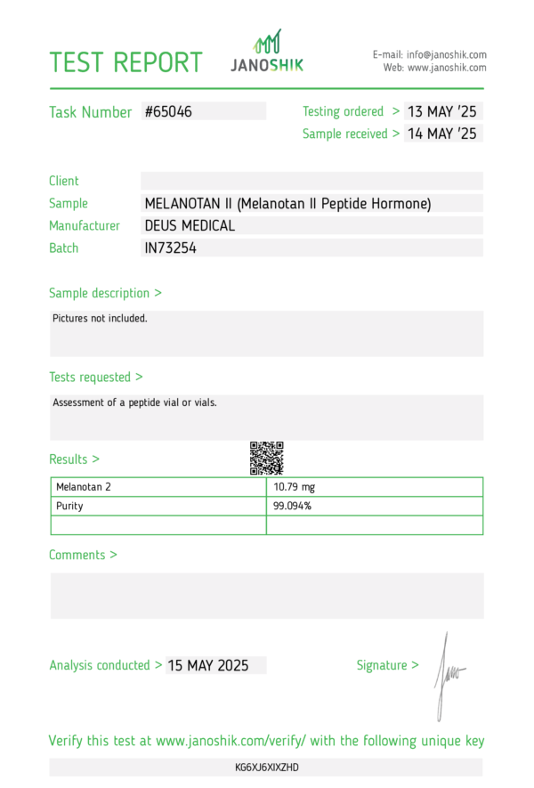 Melanotan-2-_Test-Report-65046.png MELANOTAN II (Melanotan II Peptide Hormone)