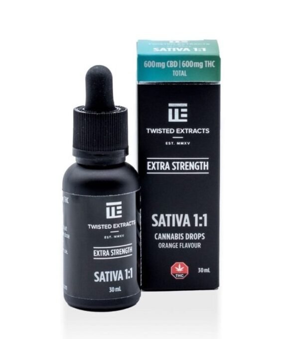 TE-EXTRASTRENGTH-1-1-SATIVA.jpeg 1:1 Tincture Drops Orange | Sativa | 600mg CBD & 600mg THC | Twisted Extracts