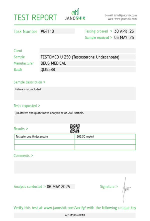 TESTOMED-U-250_Test-Report-64110.png TESTOMED U 250