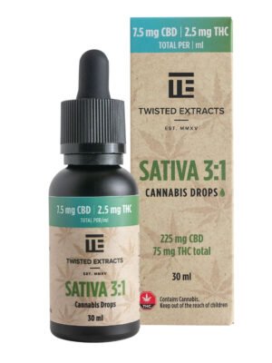 TE_Drops_Sativa3to1combo.jpg 3:1 Tincture Drops | Sativa | 225mg CBD & 75mg THC | Twisted Extracts