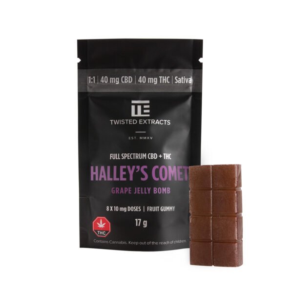 TwistedExtractsGrapeHalleysNEW.jpg 1:1 Halley’s Comet Grape Jelly Bomb | Sativa | 1:1 40MG | Twisted Extracts