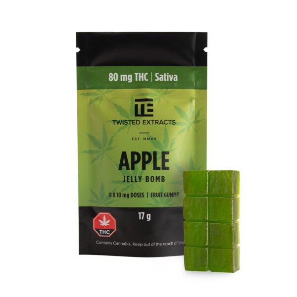 apple-sativa-jelly-bomb-twisted-extracts.jpg Apple Jelly Bomb | Sativa | 80mg THC | Twisted Extracts