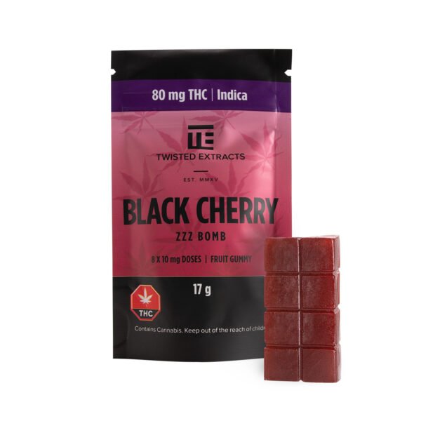 black-cherry-indica-cannabis-edibles.jpg Black Cherry Indica ZzZ Bomb | 80mg THC | Twisted Extracts