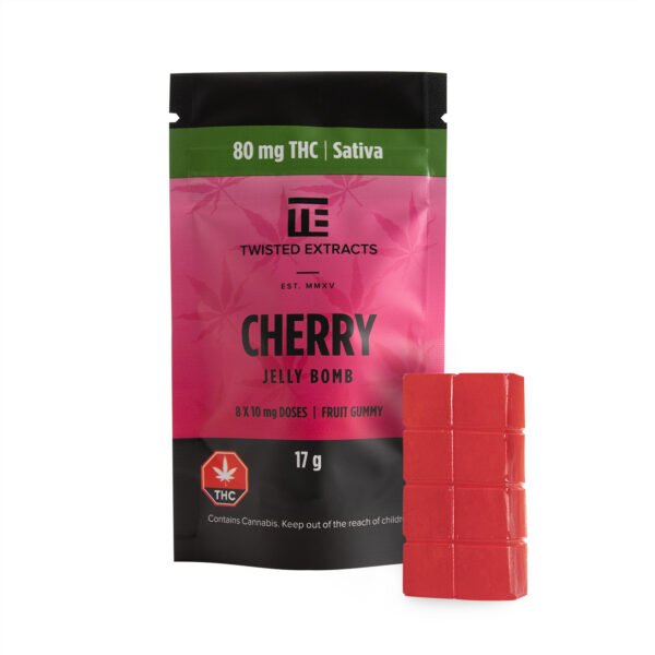 cherry-sativa-twisted-extracts.jpg Cherry Jelly Bomb | Sativa | 80mg THC | Twisted Extracts